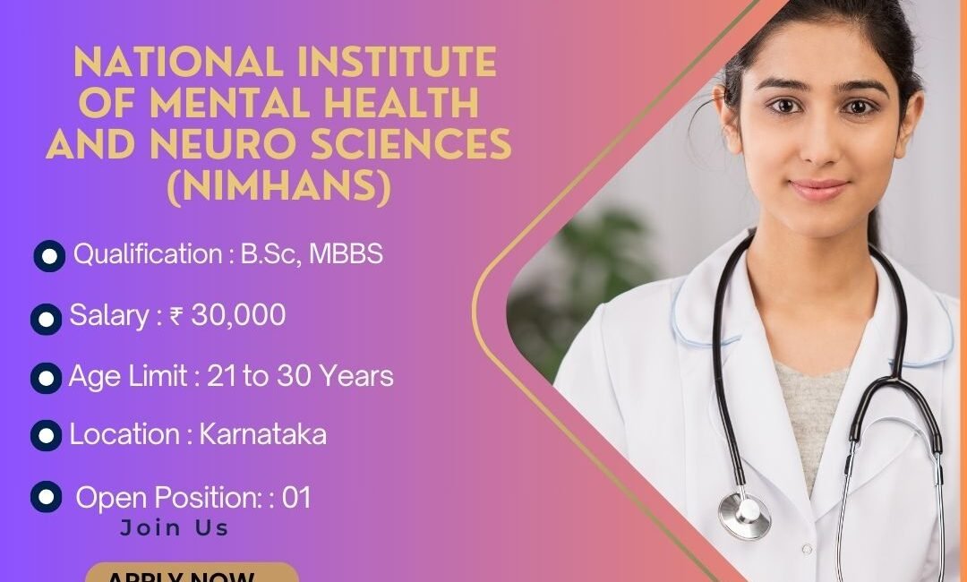 NIMHANS Jobs 2024: Apply for Junior Research Assistant Position