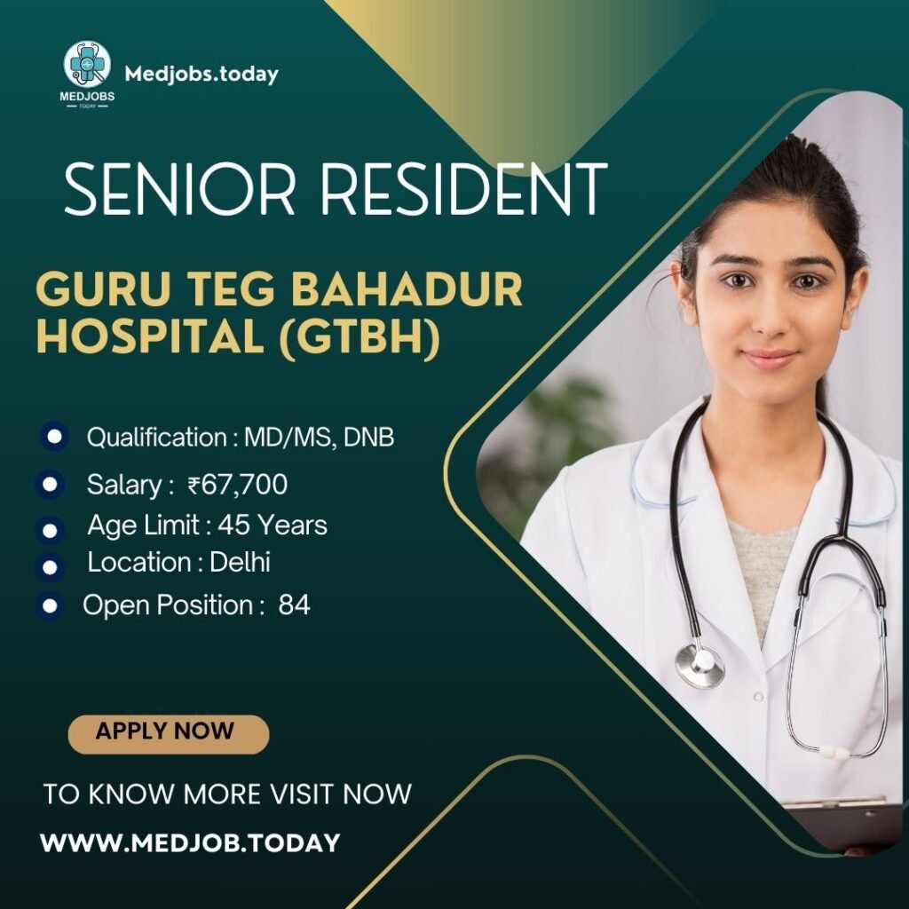 GTBH Jobs 2024: Apply for 84 Senior Resident Vacancies